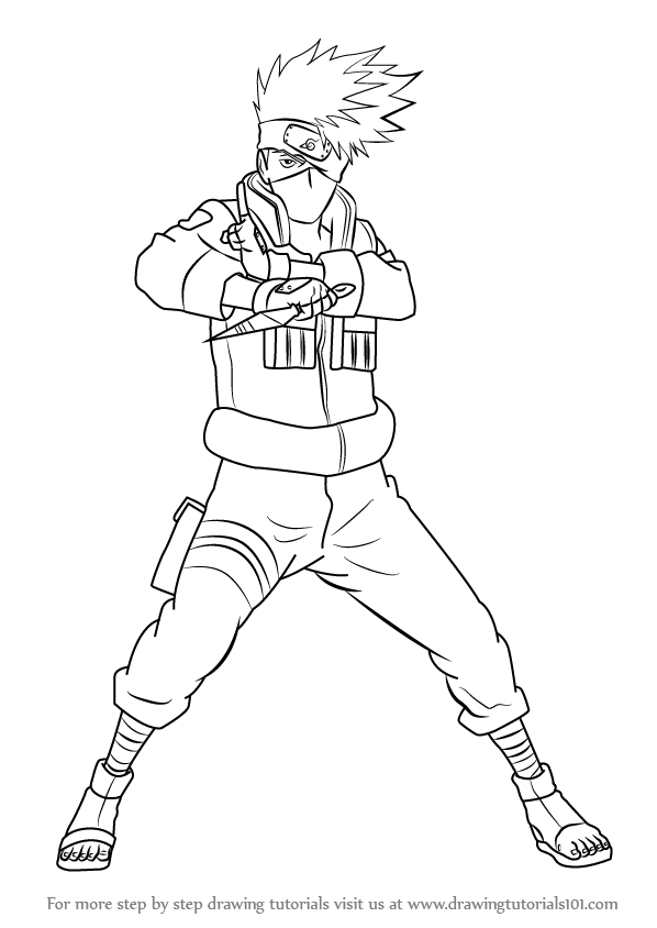 Learn How To Draw Kakashi Hatake From Naruto (Naruto) Step serapportantà Coloriage Naruto Et Kakashi