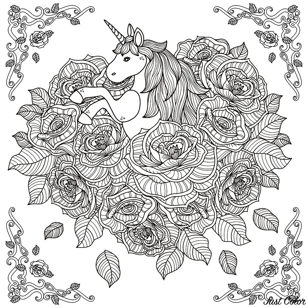 Licorne Mandala - Licornes - Coloriages Difficiles Pour Adultes avec Coloriage Adult
