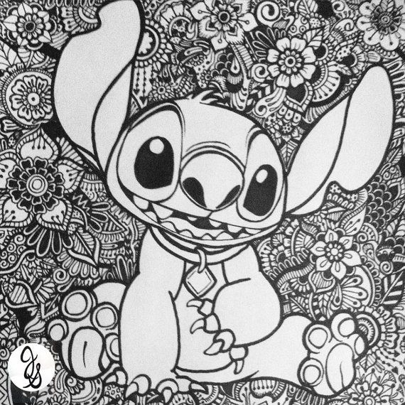 Lilo And Stitch Floral Design By Byjamierose On Etsy intérieur Coloriage Mandala Disney A Imprimer