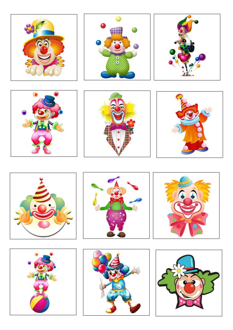 Loto Des Clowns Planche 1 À Imprimer 2 Fois | Carnaval serapportantà Jeux De Mémory À Imprimer