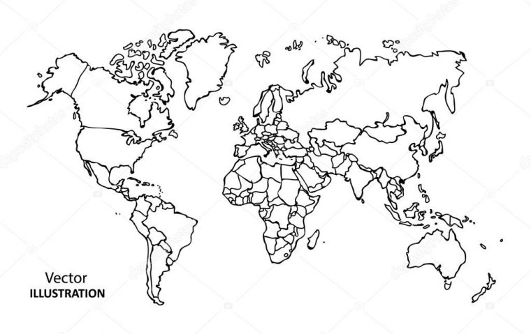 Main, Dessin Mappemonde Avec Les Pays — Image Vectorielle à Mappemonde ? Imprimer Main, Dessin Mappemonde Avec Les Pays — Image Vectorielle à Mappemonde ? Imprimer