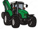 Main Dessin Tracteur Vert Avec Pelle — Image Vectorielle tout Dessin D Un Tracteur