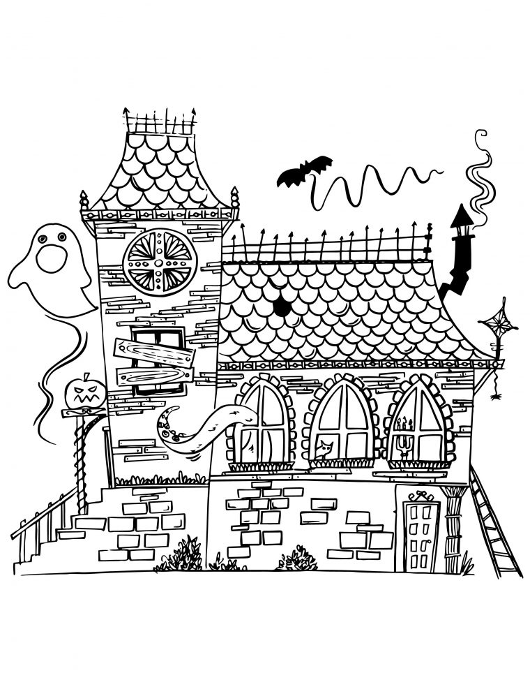 Maison Hantée À Imprimer Et Colorier | Coloriage Gratuit avec Coloriage Maison