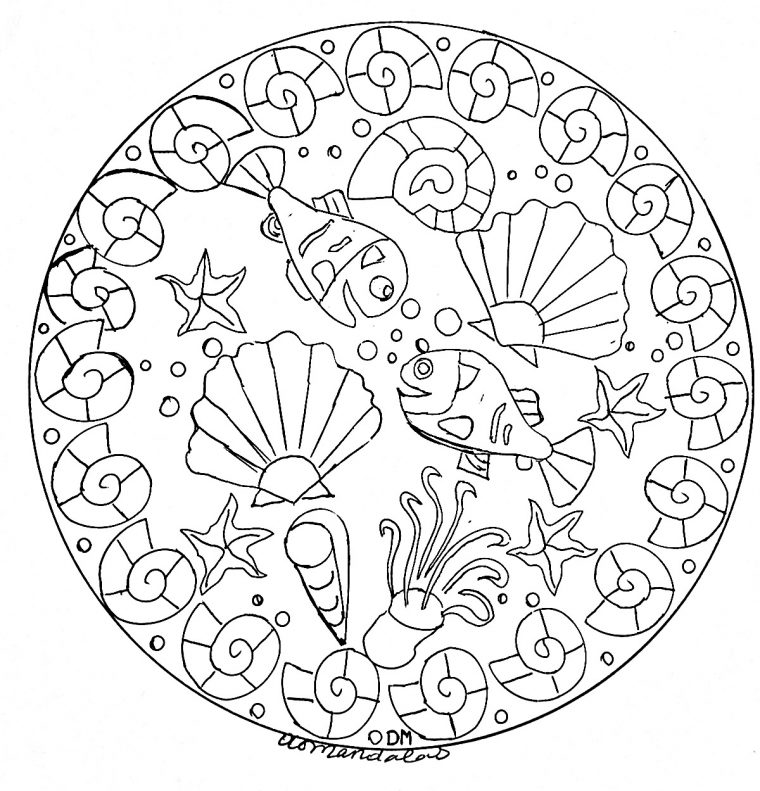 Mandala Domandalas Seabed 2 – M&Alas Adult Coloring Pages avec Coloriage Animaux De La Mer A Imprimer