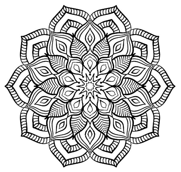 Mandala Grosse Fleur – Mandalas – Coloriages Difficiles tout Coloriage Mandala