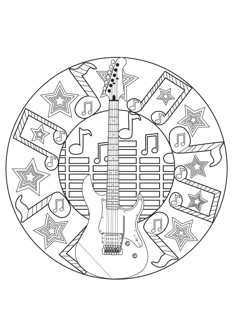 Mandala Musique – Coloriages Mandalas – Just Color – Page avec Coloriage Instrument De Musique