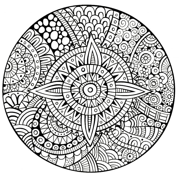 Mandala Star Thick Lines – M&Alas Adult Coloring Pages dedans Coloriage