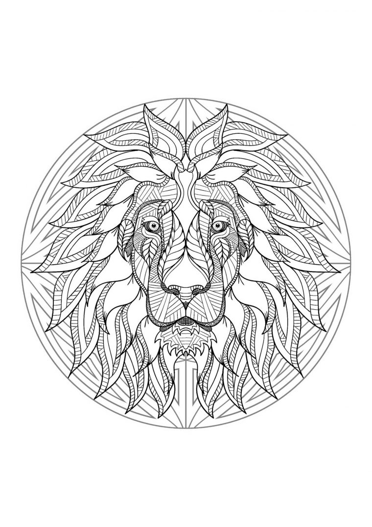 Mandala Tete Lion 4 – Mandalas – Coloriages Difficiles à Coloriage Mandala A Imprimer