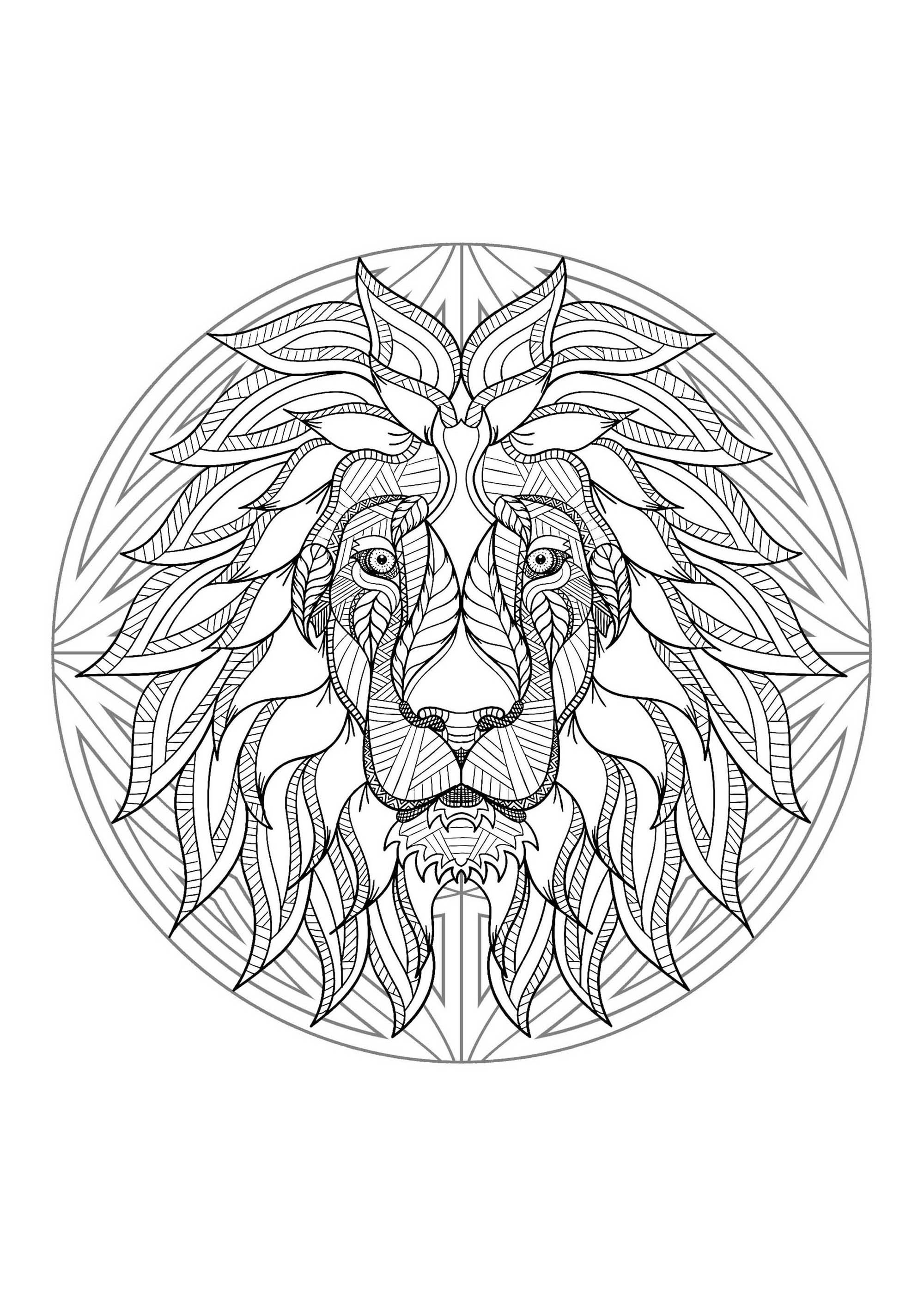 Mandala Tete Lion 4 - Mandalas - Coloriages Difficiles à Coloriage Mandala A Imprimer