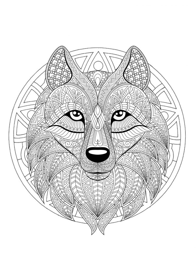 Mandala Tete Loup 2 – Mandalas – Coloriages Difficiles destiné Coloriage
