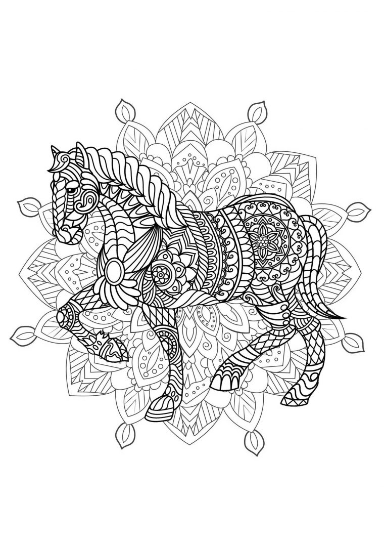 Mandala With Elegant Horse And Complex Patterns – M&Alas avec Coloriage De Mandala Difficile A Imprimer