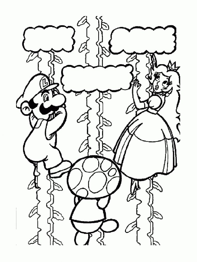 Mario And Princess – Mario Bros Kids Coloring Pages pour Dessin De Champignons A Imprimer