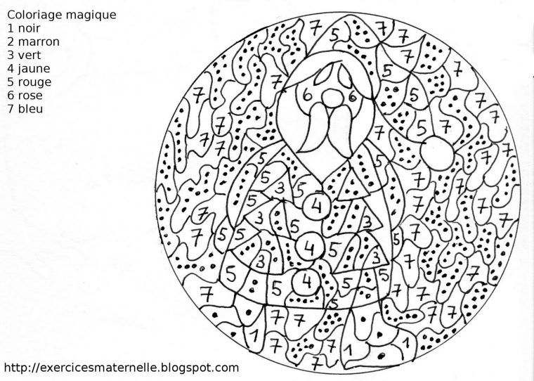 Maternelle: Coloriage Magique : Le Père Noël à Coloriage Magique Addition Maternelle