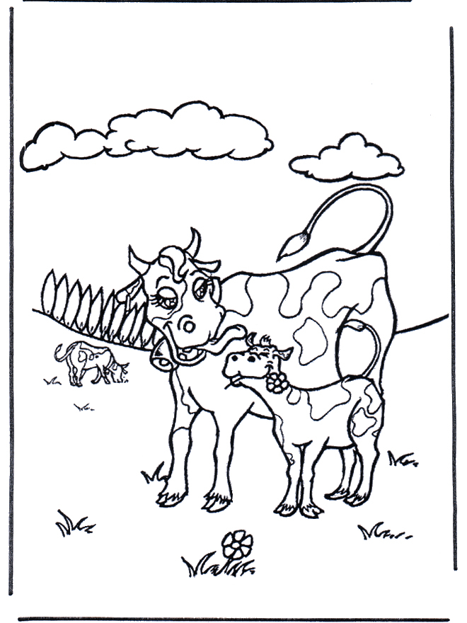 Mère Vache Avec Veau – Coloriages Animaux De La Ferme destiné Coloriage D Animaux De Vache