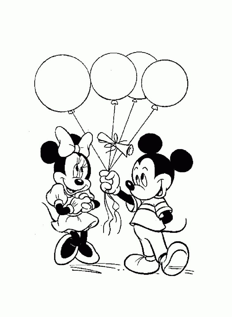 Mickey Minnie Ballons – Coloriage Mickey Et Ses Amis intérieur Dessin Minnie À Imprimer