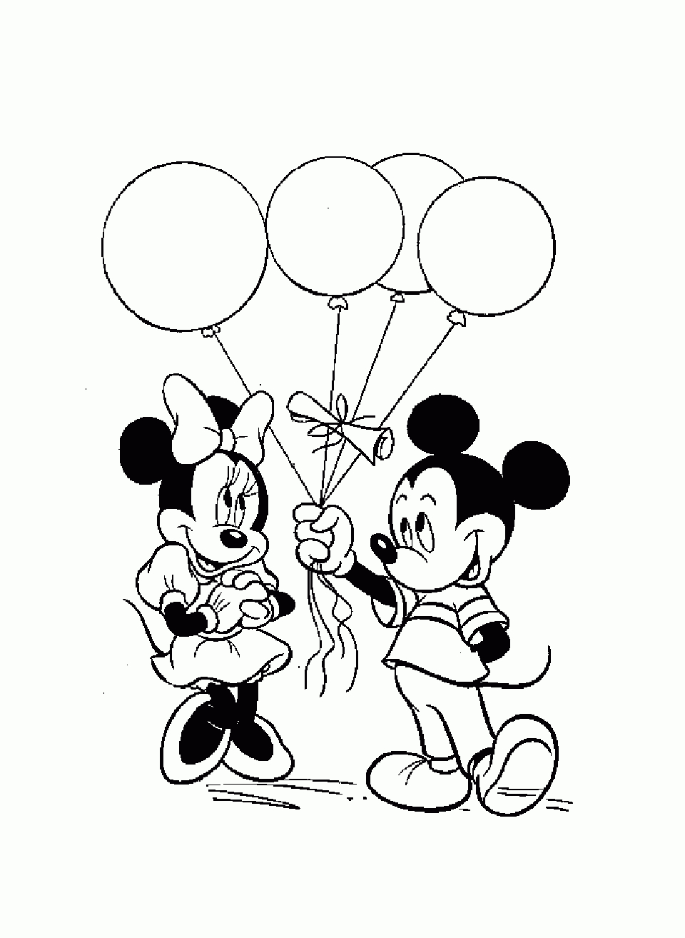 Mickey Minnie Ballons - Coloriage Mickey Et Ses Amis intérieur Dessin Minnie À Imprimer