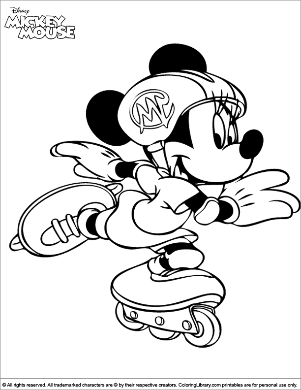 Mickey Mouse Coloring Page Mini Is Roller Skating intérieur Dessin À Colorier Mickey