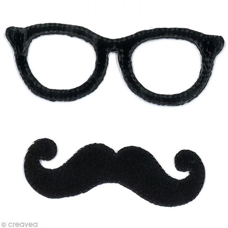 Motif Thermocollant Moustache – Lunettes Et Moustache Noir destiné Lunette Dessin