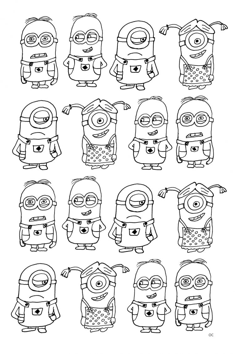Nombreux Minions – Coloriages Inclassables – Just Color concernant Coloriage A Imprimer Minion Gratuit