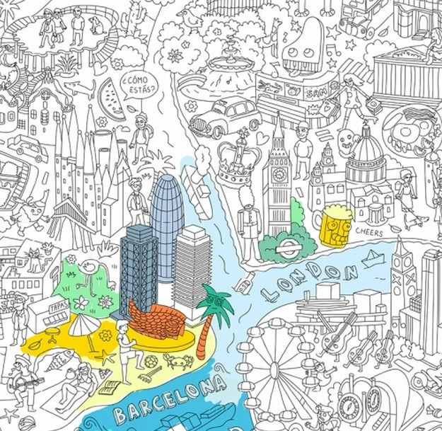 Omy Design – Poster Géant À Colorier – Villes Du Monde tout Omy Coloriage Geant