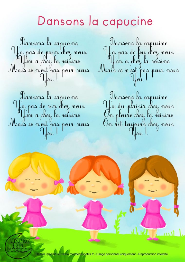 Paroles_Dansons La Capucine | Comptines, Chanson Enfantine destiné Les Chanson De Bebe