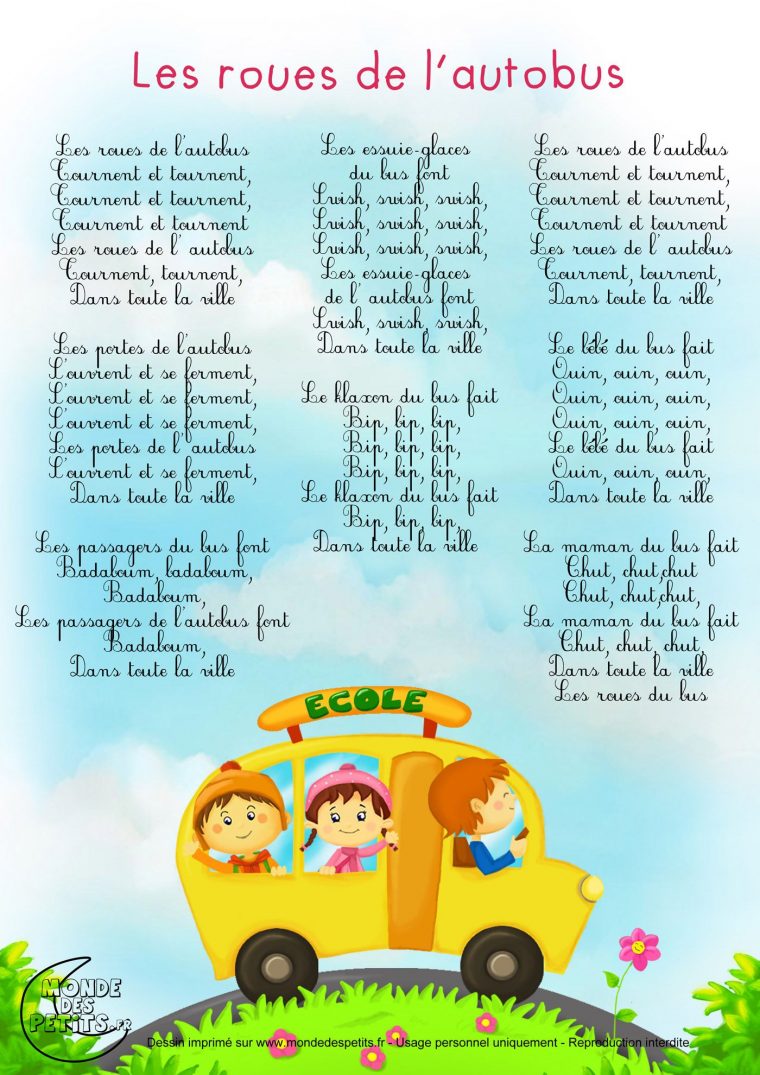 Paroles_Les Roues De L'Autobus | Comptines | Pinterest intérieur Comptine Parole Laine Des Moutons
