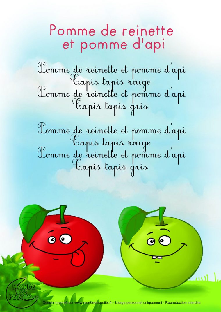 Paroles_Pomme De Reinette Et Pomme D'Api … | Comptines à Les Chanson De Bebe