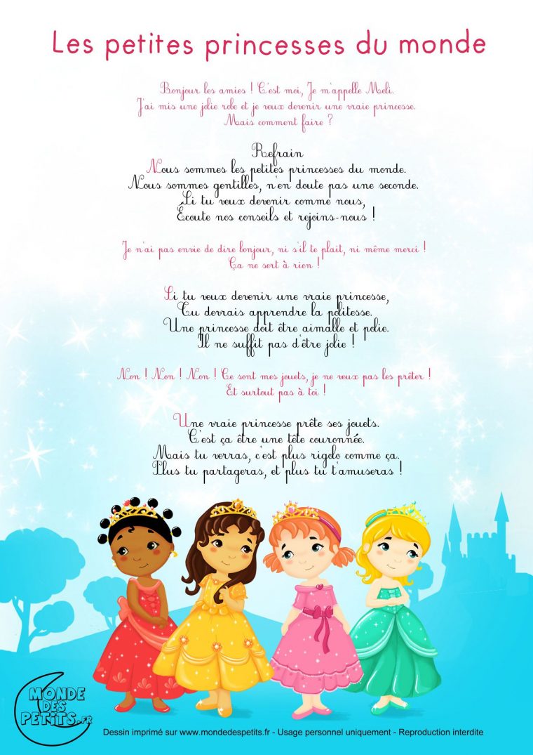 Partition_Les Petites Princesses Du Monde, Chanson Pour avec Les Chanson De Bebe