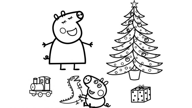 Peppa Pig Christmas Coloring Pages Peppa Pig And George pour Coloriage Peppa Pig