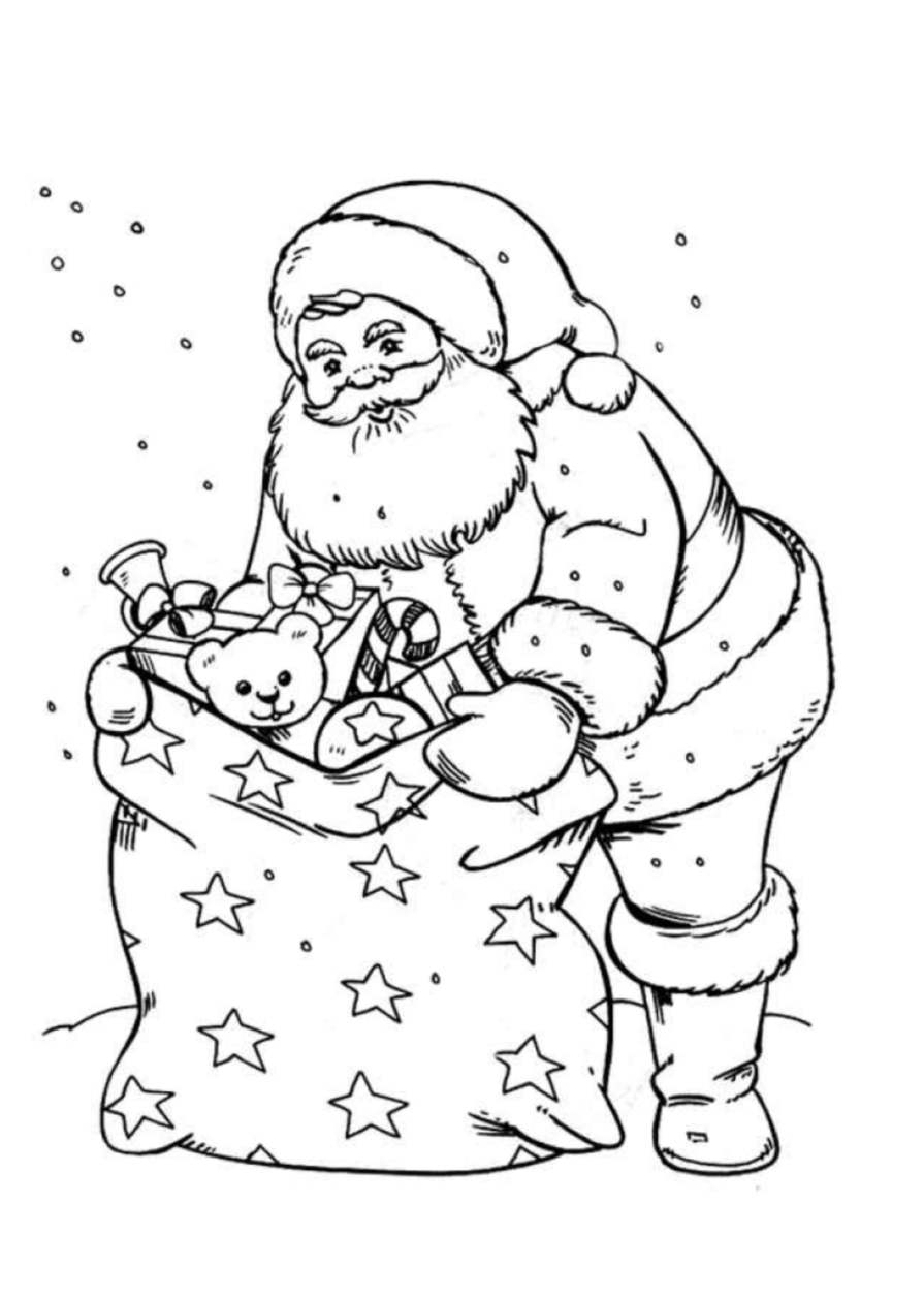 Père Noël Et Sa Hotte - Coloriage Père Noël - Coloriages encequiconcerne Coloriage Noe