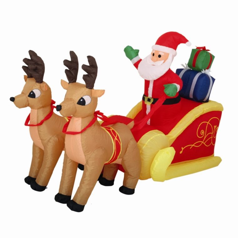 Père Noël Et Son Traîneau Gonflable – Extérieur à Traineaux Du Pere Noel