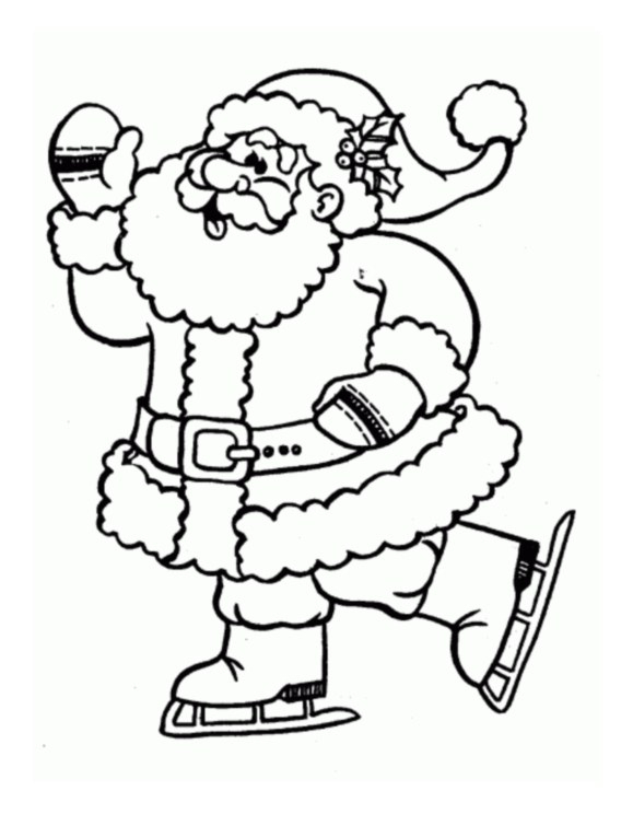 Père Noël Qui Fait Du Patin À Glace – Coloriage Père Noël dedans Dessin De Pere Noel A Colorier