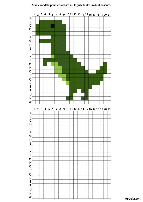 Pixel Art, Un Dinosaure - Turbulus, Jeux Pour Enfants dedans Jeux De Coloriage Pixel