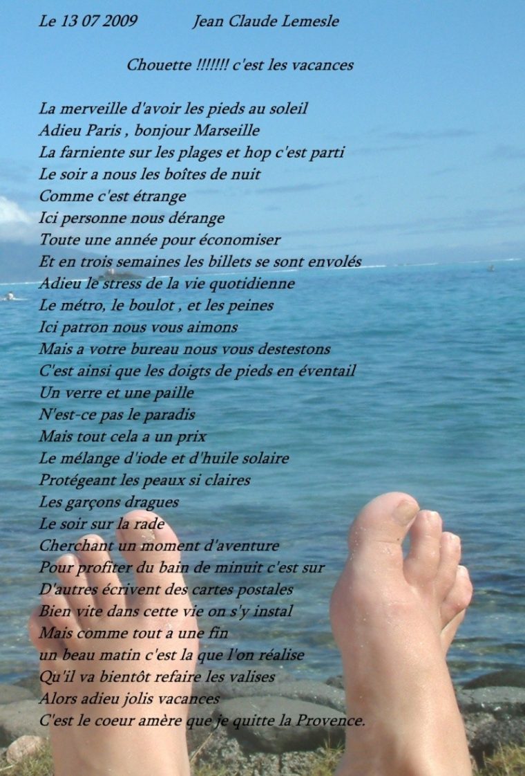 Poeme Drole tout Poesie Vive Les Vacances