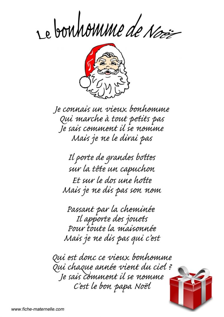 Poésie Le Bonhomme De Noël … | Poeme Noel, Comptines De pour Vive Les Vacances Poeme Pour Enfant