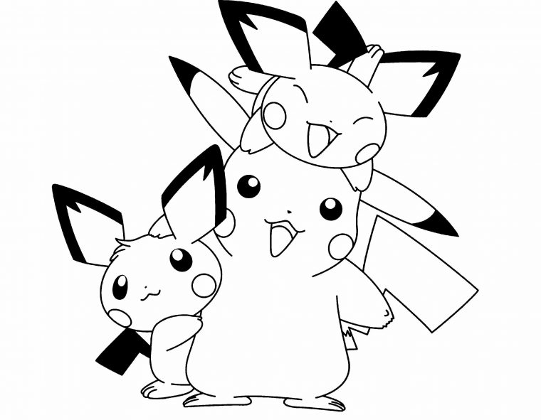 Pokemon Pikachu And Two Friends Are Cute Coloring Page à Coloriage Pikachu