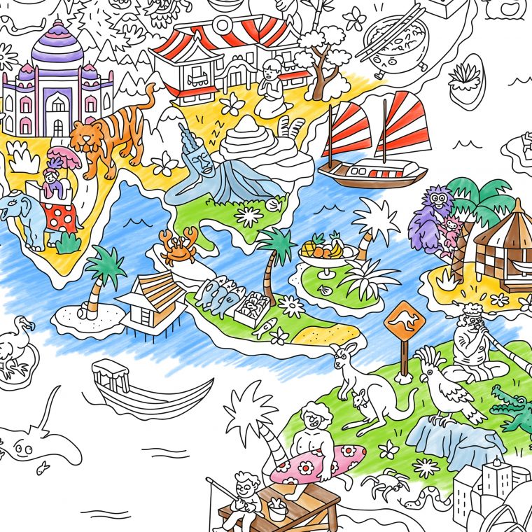 Poster Géant À Colorier Atlas By Omy concernant Omy Coloriage Geant