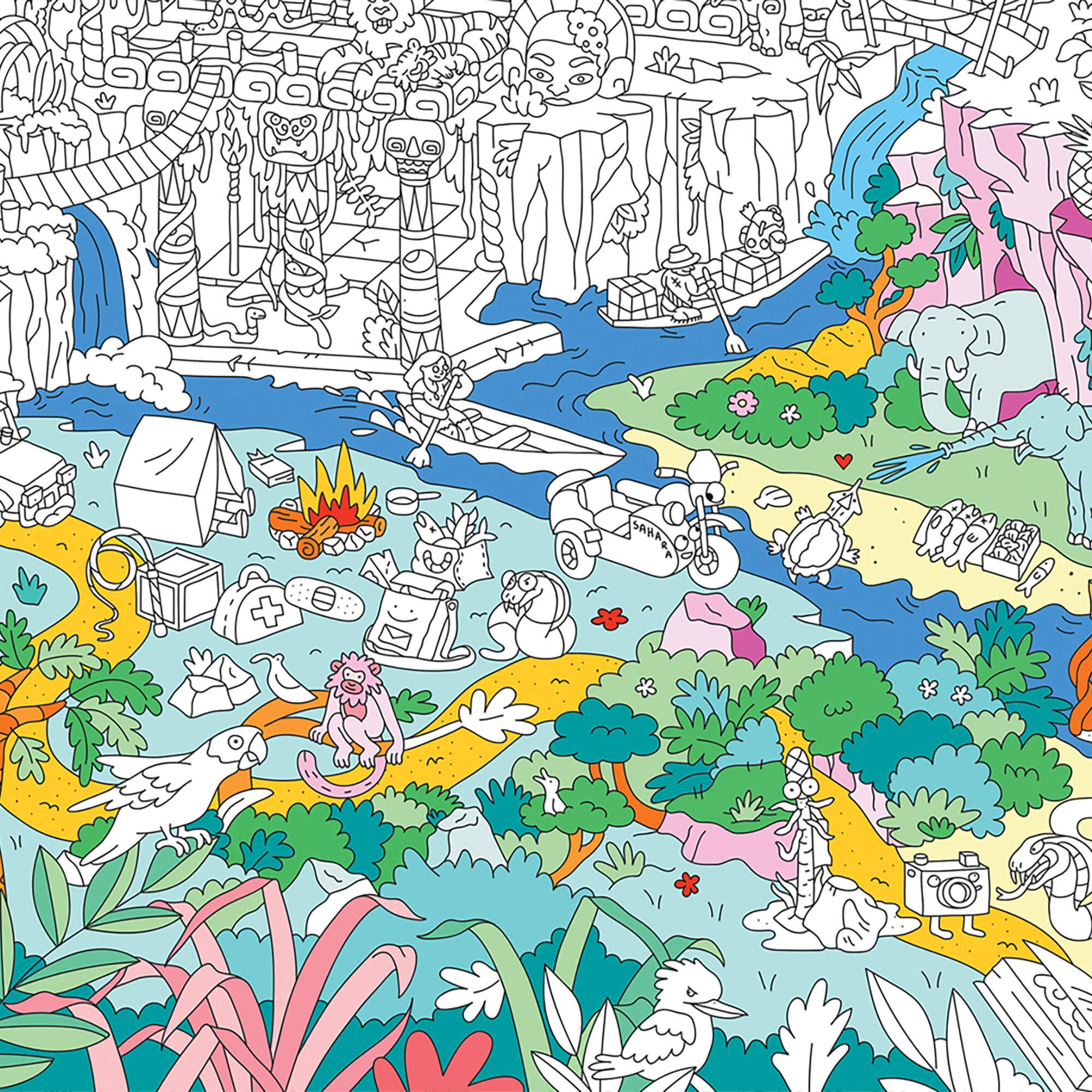 Poster Géant À Colorier Jungle By Omy - La Collection intérieur Omy Coloriage Geant