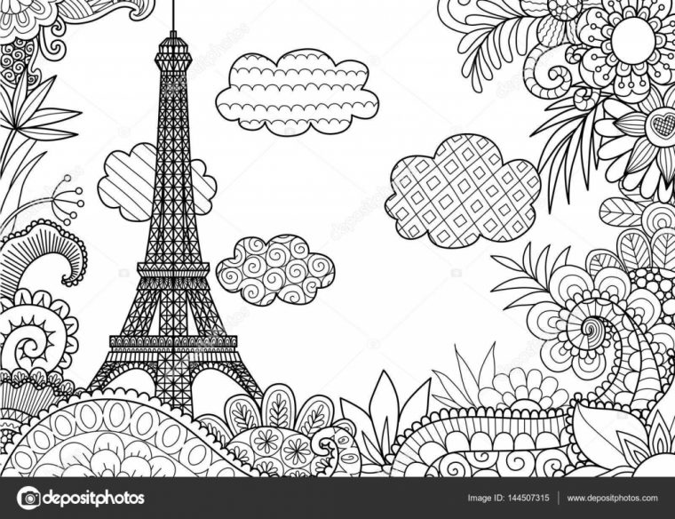 Primavera Em Paris — Vetores De Stock © Somjaicindy@Gmail à Tour Eiffel À Imprimer