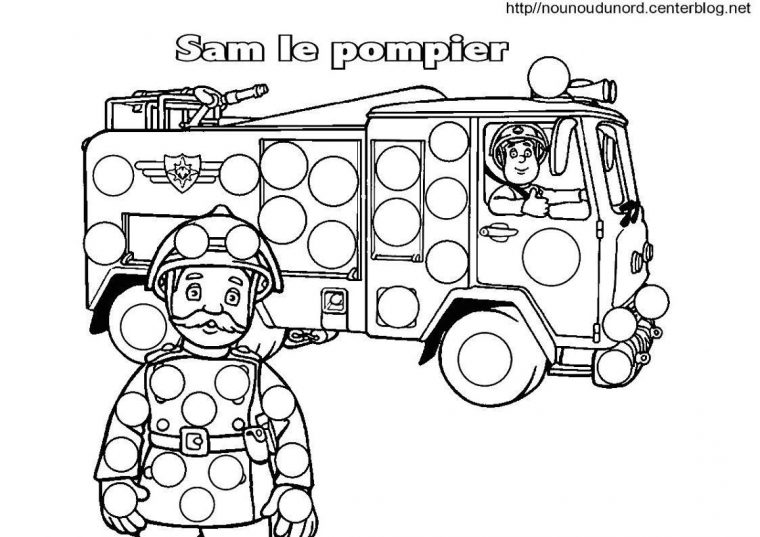Sam Le Pompier Coloriage Pour Les Gommettes tout Coloriage Camion A Imprimer