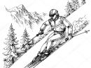 Ski Sport, Ski De Fond, Snowboard Concept Vector intérieur Dessin De Ski