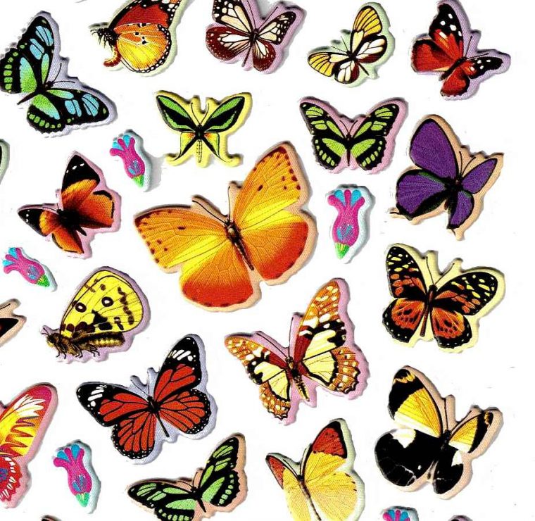 Stickers Papillons Grande Taille 3D – Gommettes Enfants serapportantà Dessin De Papillon En Couleur