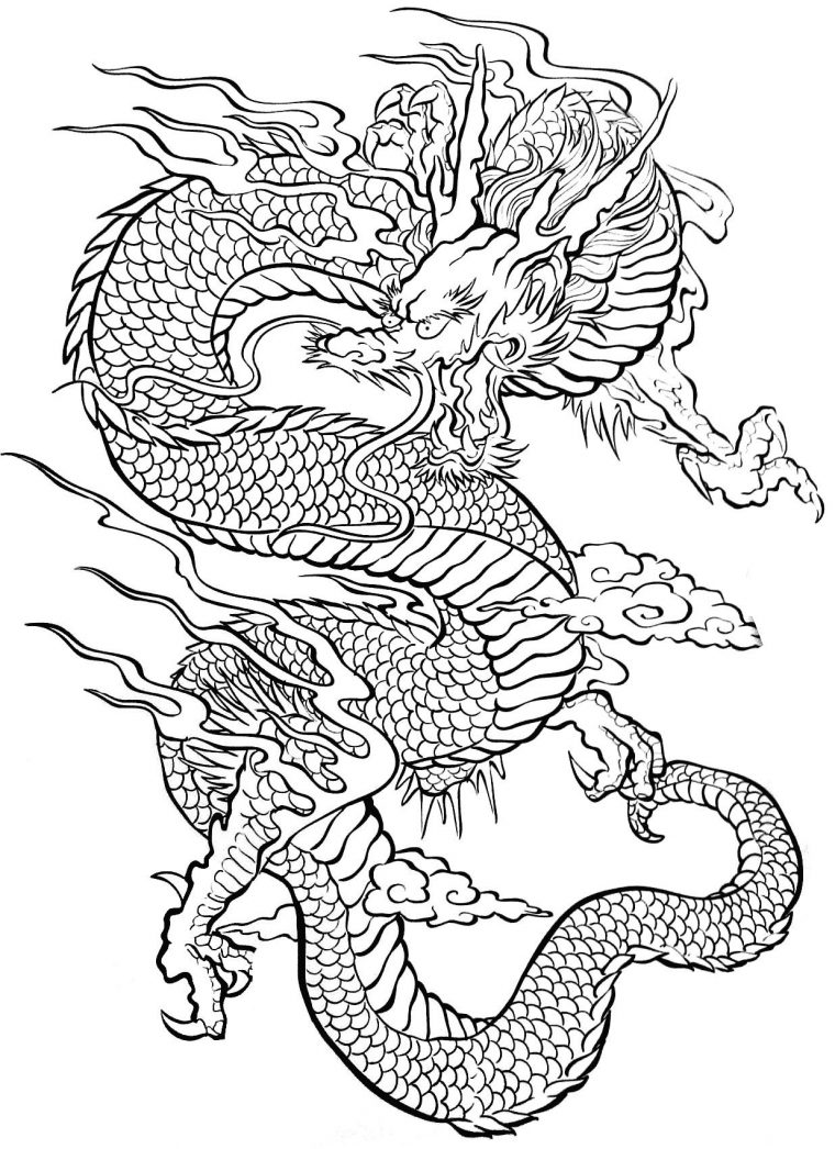 Tattoo Dragon – Tattoos Coloring Pages For Adults – Just tout Coloriage Dragon Chinois