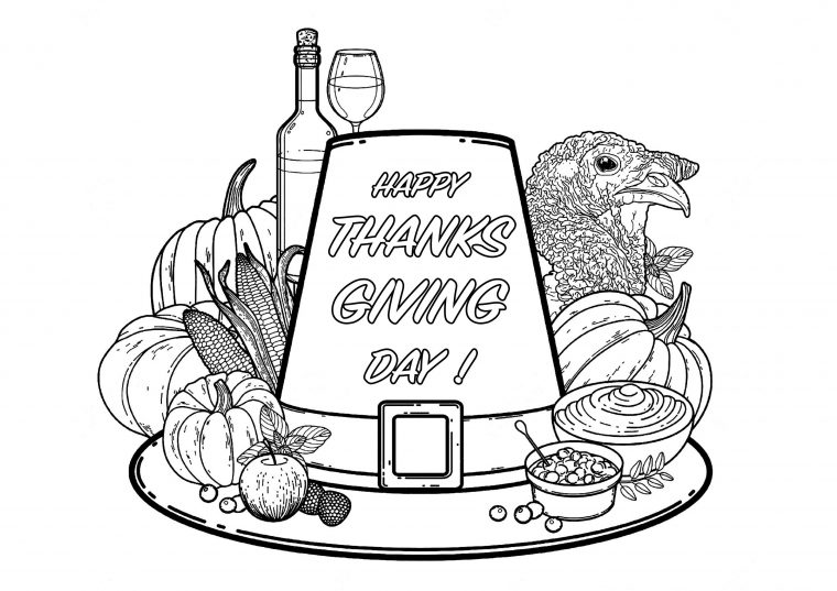 Thanksgiving Day – Thanksgiving – Coloriages Difficiles avec Coloriage Happy Color