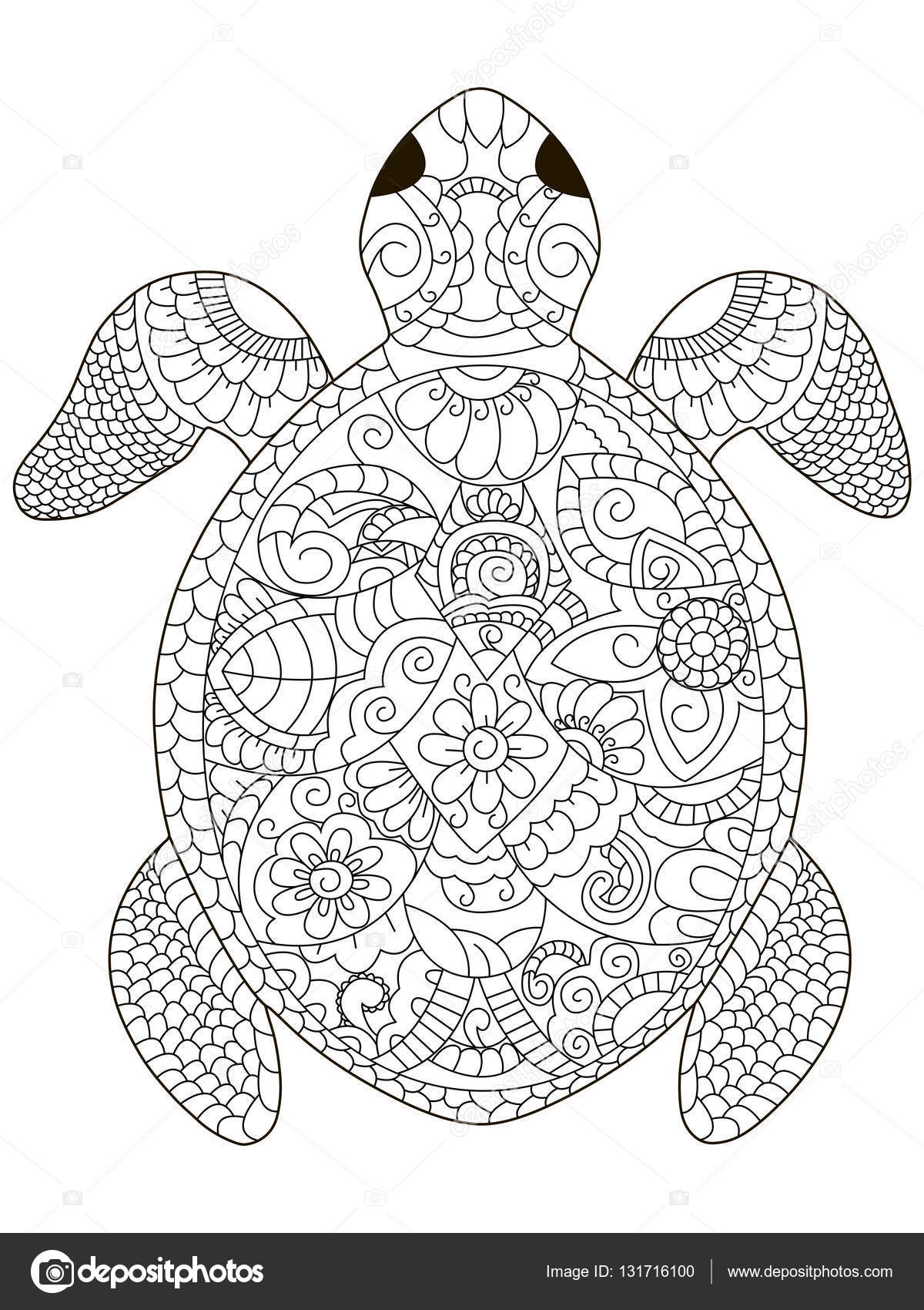 Tortue De Mer Vector De Coloriage Pour Adultes — Image tout Coloriage Anti Stress Adulte A Imprimer