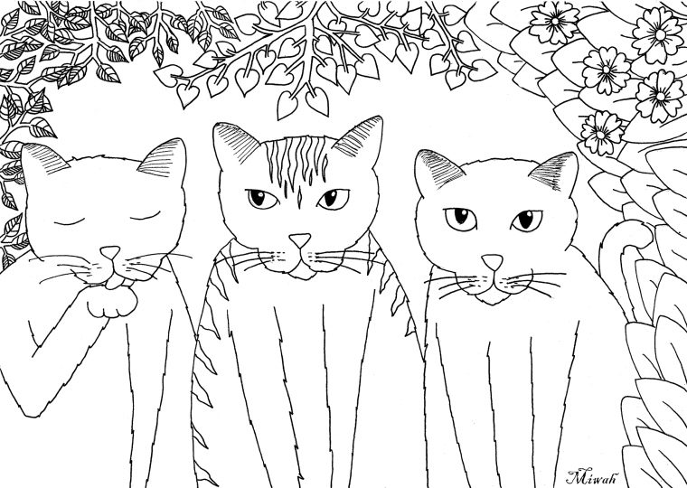 Trois Petits Chats Par Miwah | Animaux – Coloriages à Dessin De Petit Chat