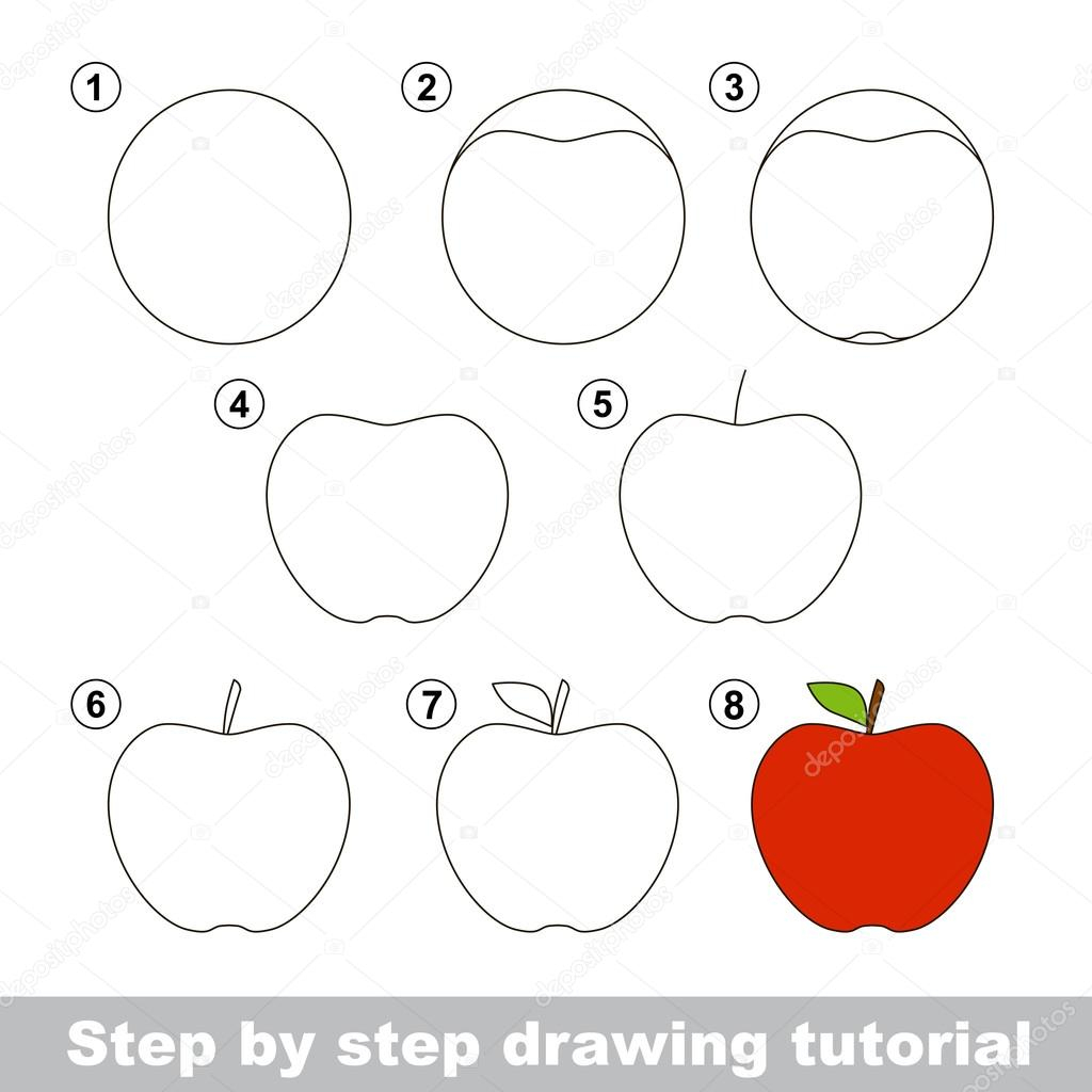 Tutoriel De Dessin. Comment Dessiner Une Pomme — Image avec Dessiner Une Pomme