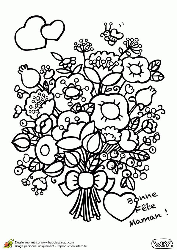 Un Bouquet De Fleurs À Colorier Pour La Fête Des Mères intérieur Coloriage Bouquet De Fleurs A Imprimer