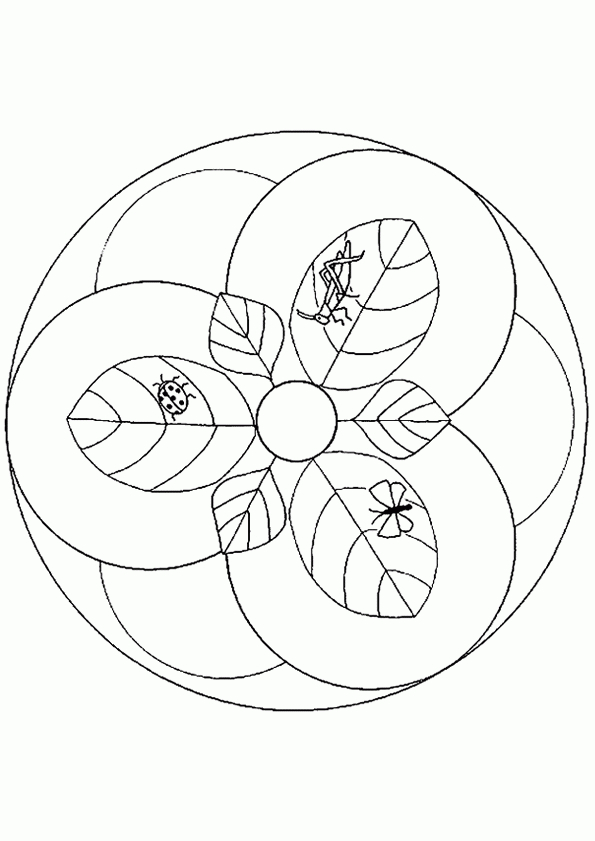 Un Mandala Insectes, Très Facile À Colorier | Mandala serapportantà Coloriage Simple À Imprimer
