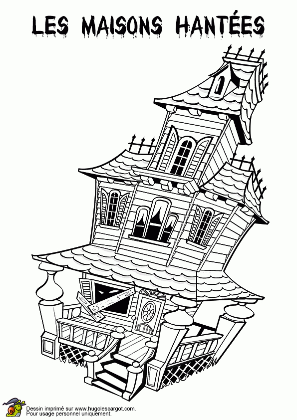 Une Vieille Maison Hantée À Colorier. | Coloriage, Maison concernant Coloriage Chateau Hanté